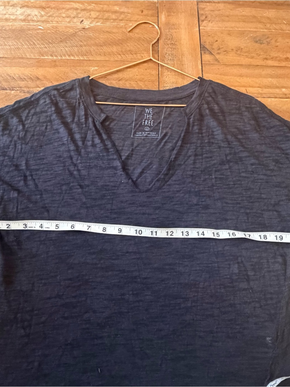 We The Free Maddie Black Slub V-Notch burnout Short Sleeve Top - Picture 7 of 7